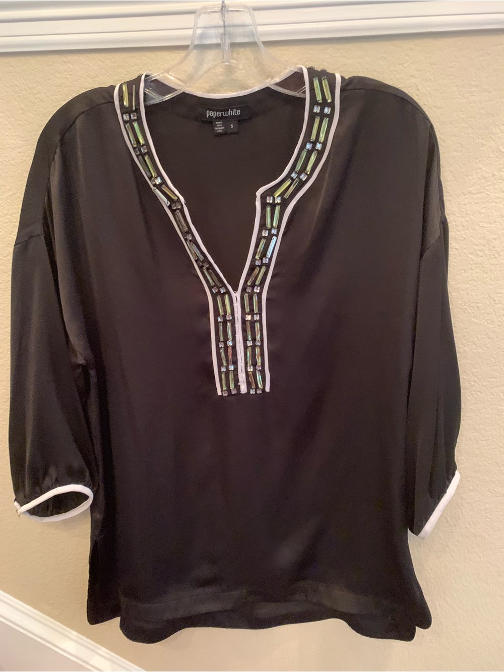 Paperulike Black Embellished V-Neck Tunic - Picture 3 of 8